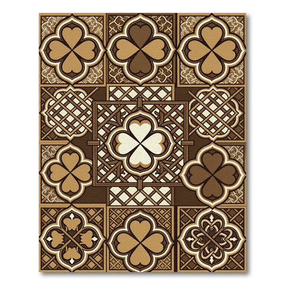 Brown Clover Lattice Geometric Tiles Rug