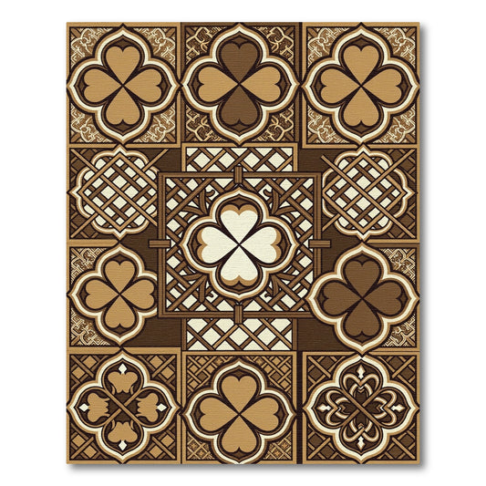 Brown Clover Lattice Geometric Tiles Rug
