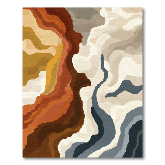 Earth Tones Wavy Abstract Rug