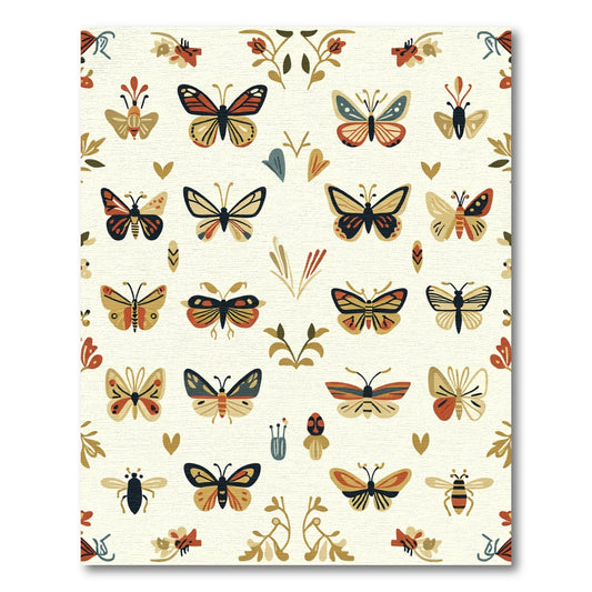 Whimsical Butterfly Flora Garden Textile Rug