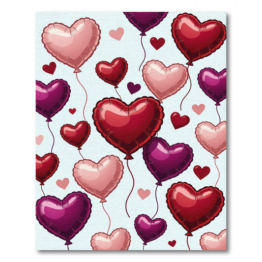 Love Heart Balloons In Crimson Pink Rug
