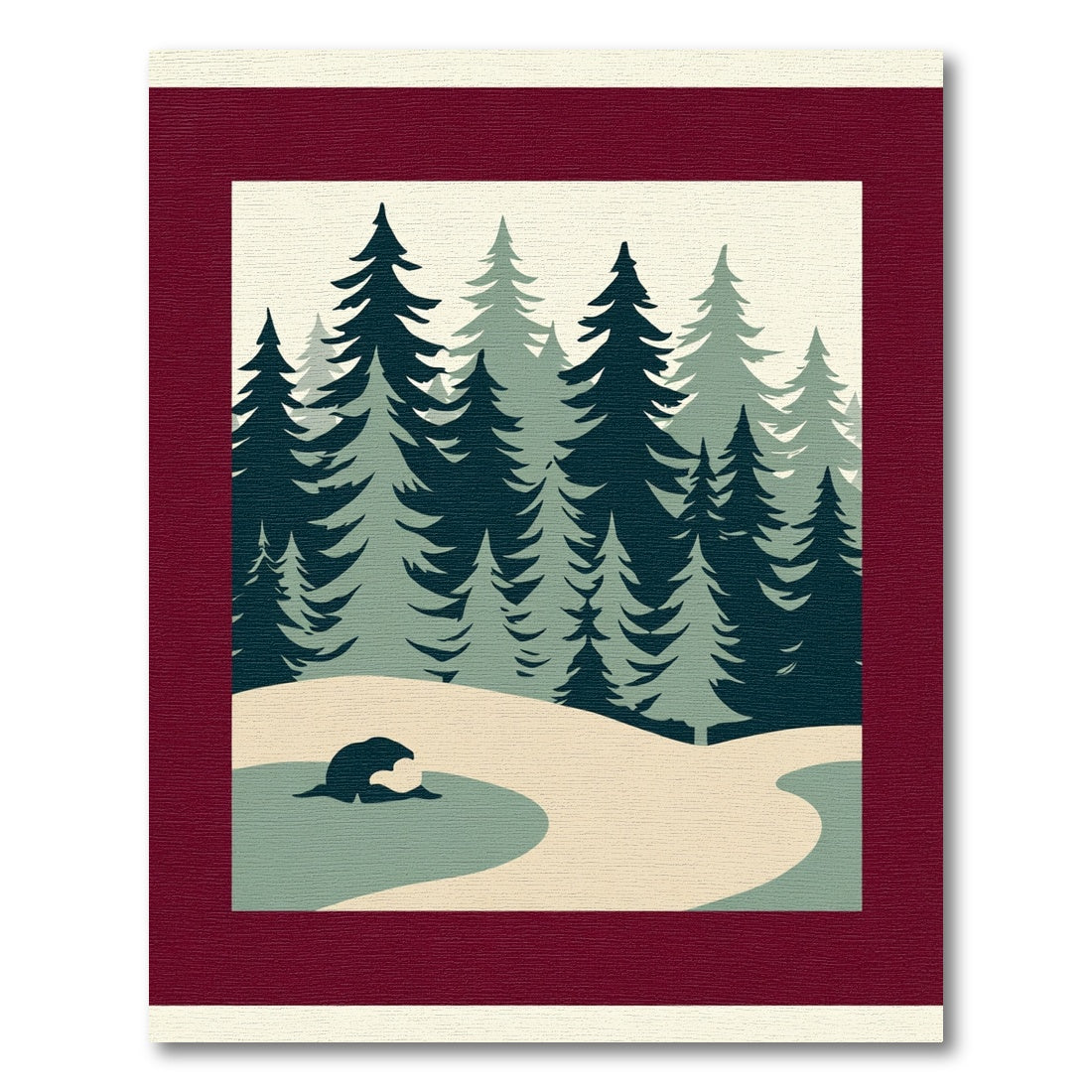 Forest Pines Snowy Landscape Rug