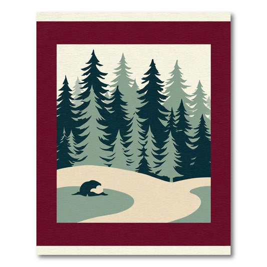 Forest Pines Snowy Landscape Rug