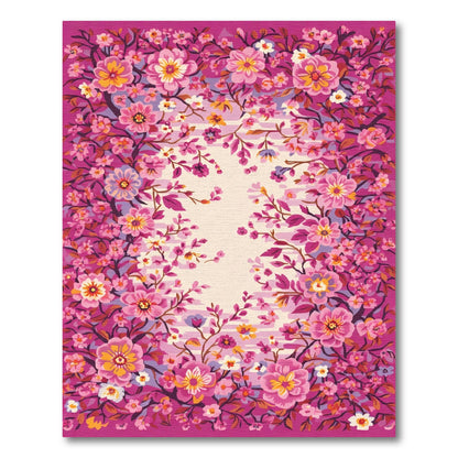 Vibrant Pink Floral Branch Garden Rug