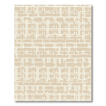 Tannish White Woven Lattice Abstraction Rug