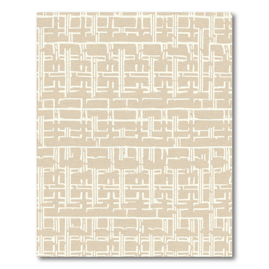Tannish White Woven Lattice Abstraction Rug