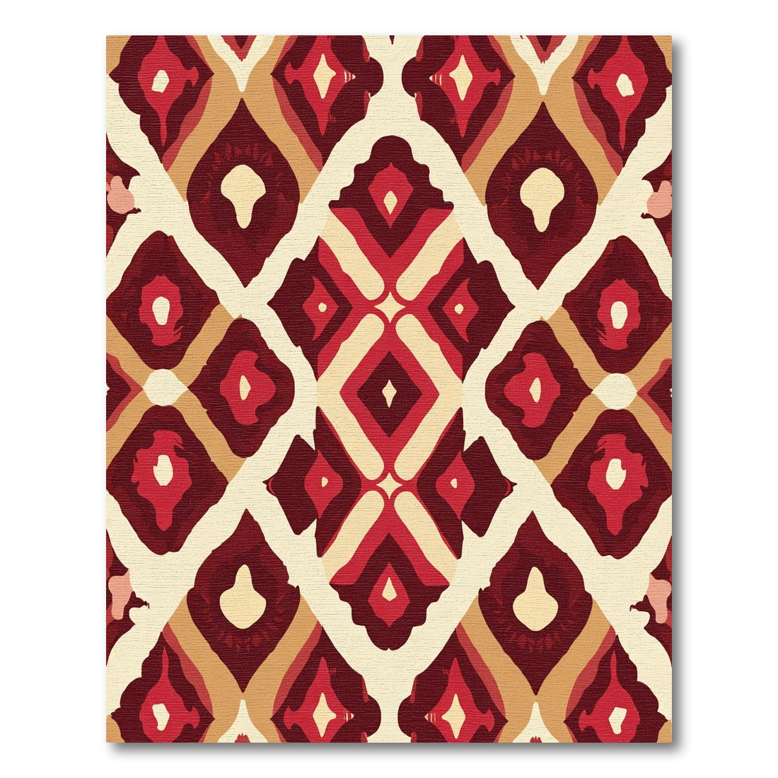 Crimson Geometric Medallion Diamond Rug