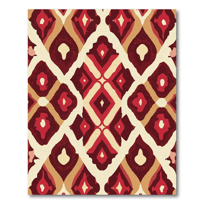 Crimson Geometric Medallion Diamond Rug
