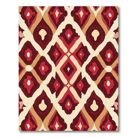 Crimson Geometric Medallion Diamond Rug