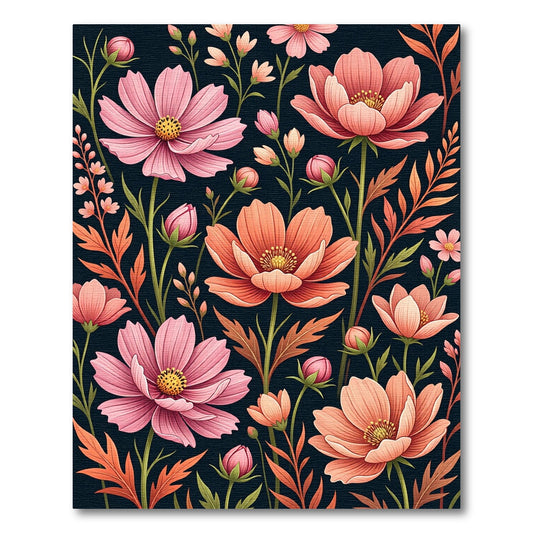 Ethereal Pink Cosmos Floral Garden Rug