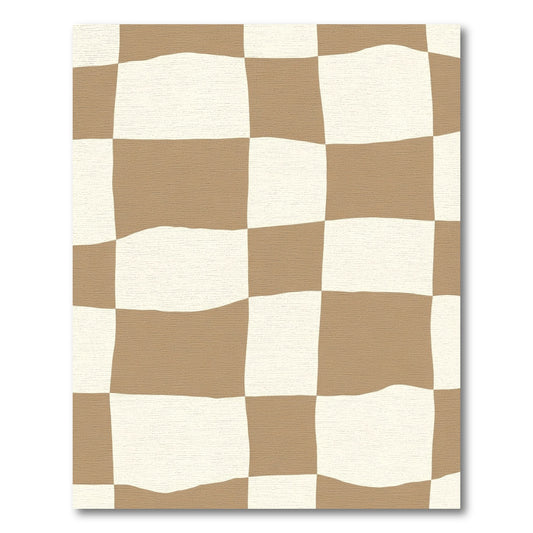 Brown and Cream Checkered Squares Rug