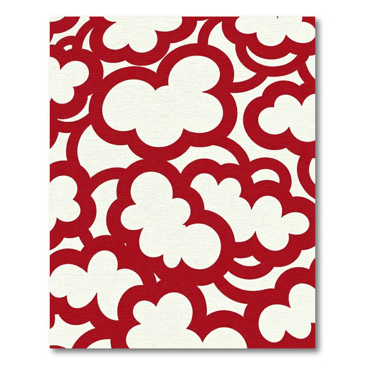 Crimson Clouds Abstract Organic Shapes Rug