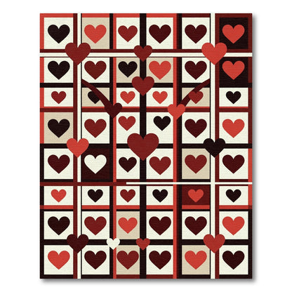 Modern Heart Grid Crimson Area Rug