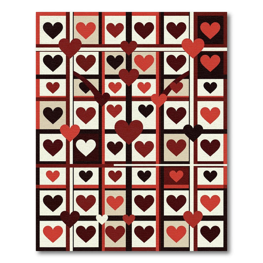 Modern Heart Grid Crimson Area Rug