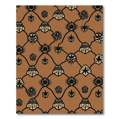 Brown Black Floral Lace Rug