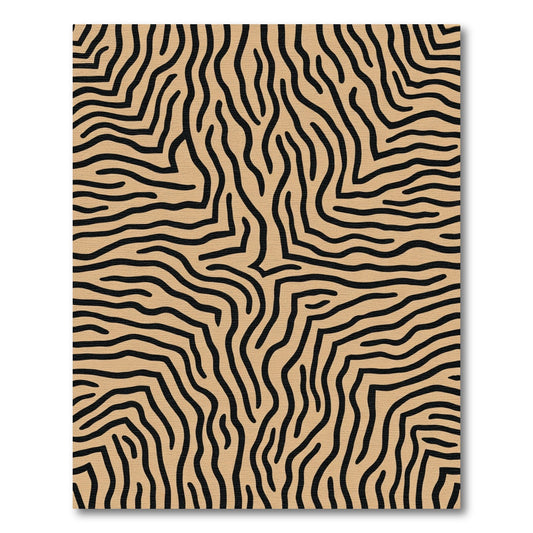 Tan Black Zebra Print Rug