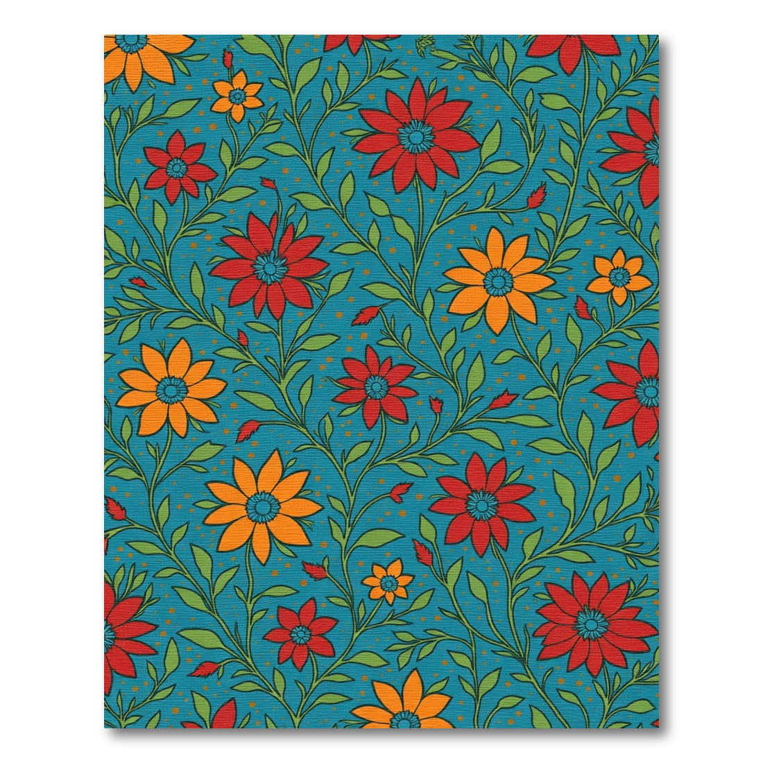 Turquoise Floral Vine Arrangement Rug