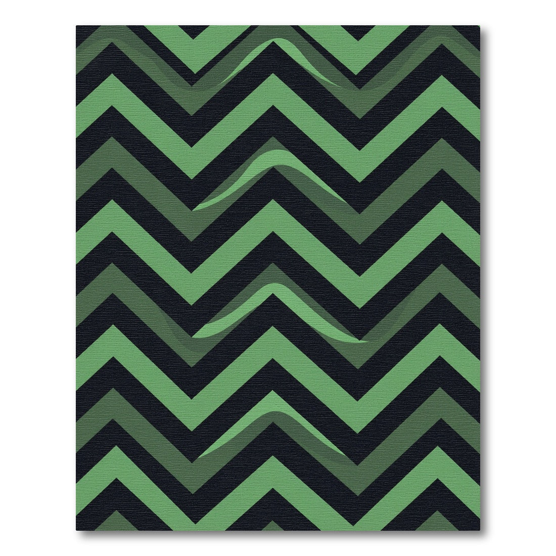 Modern Emerald Green Zigzag Wave Rug