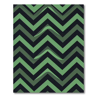 Modern Emerald Green Zigzag Wave Rug