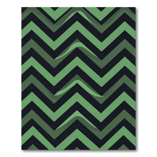 Modern Emerald Green Zigzag Wave Rug