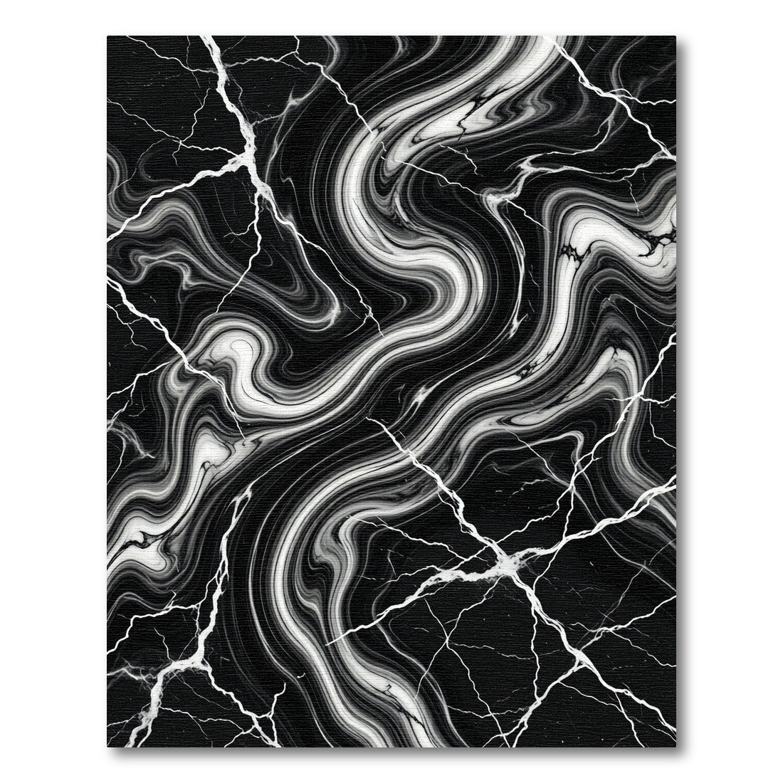 Dramatic Black White Vein Swirl Rug