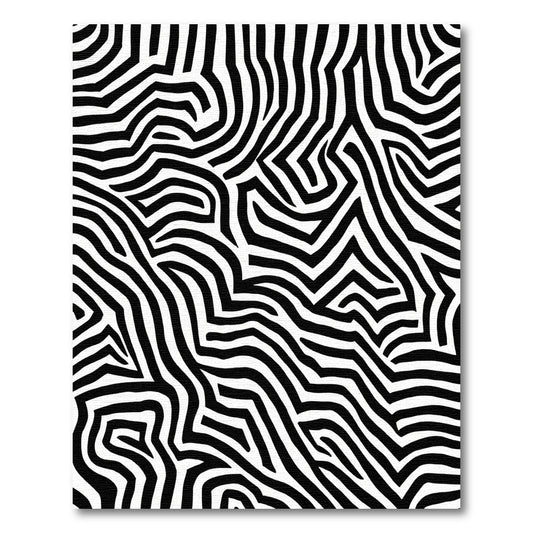 Bold Black White Abstract Zebra Waves Rug