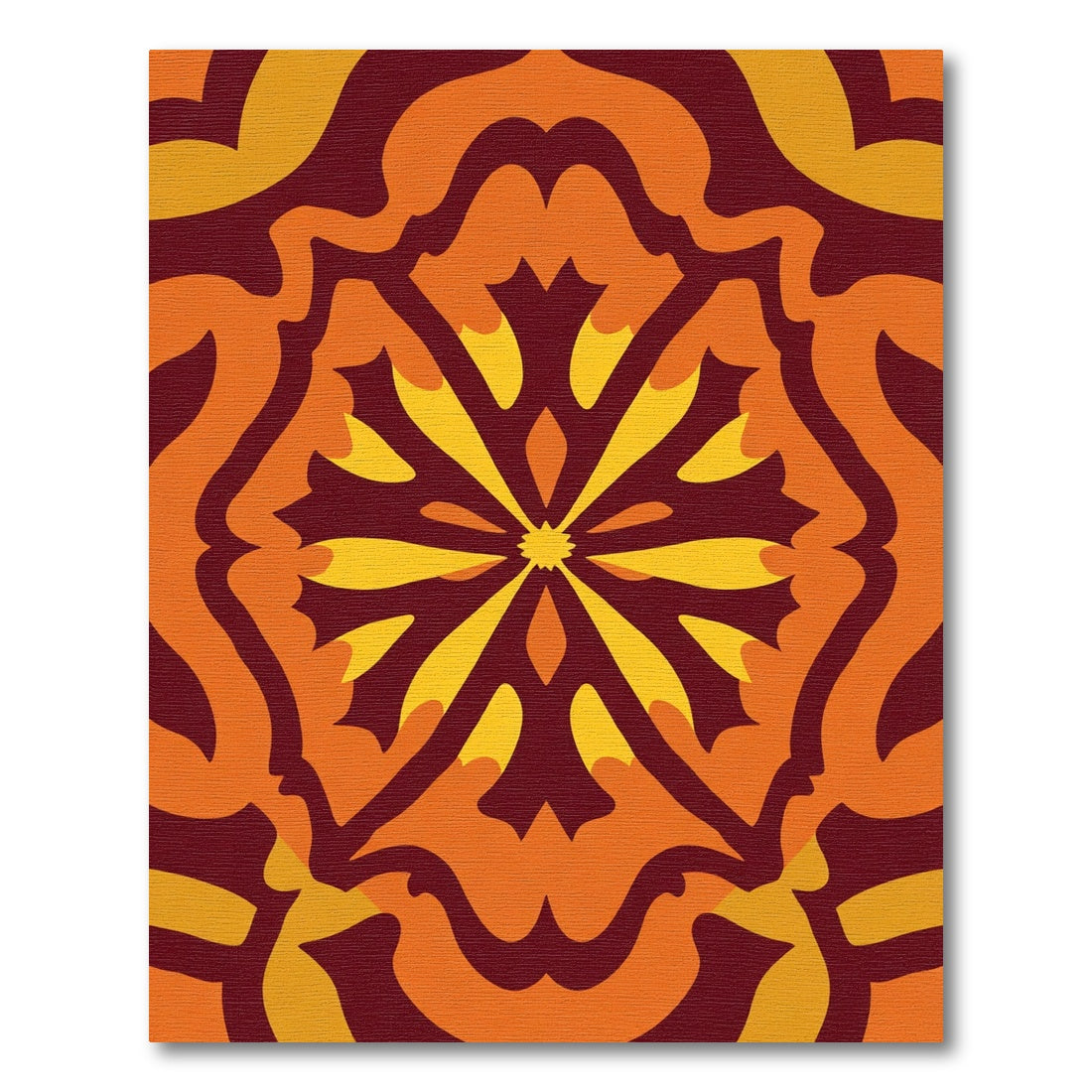 Crimson Amber Sunburst Medallion Rug