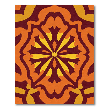 Crimson Amber Sunburst Medallion Rug