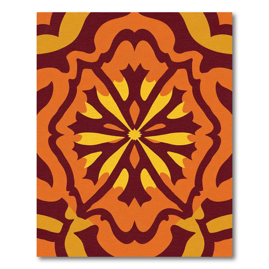 Crimson Amber Sunburst Medallion Rug