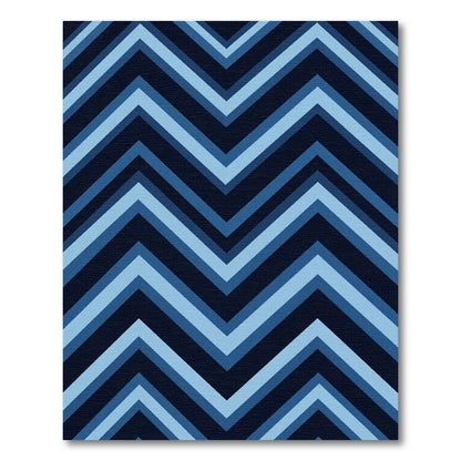 Ombre Blue Chevron Zigzag Stripes Rug