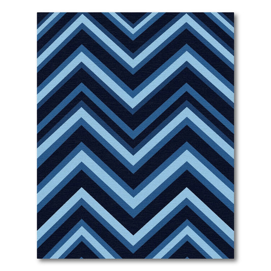 Ombre Blue Chevron Zigzag Stripes Rug