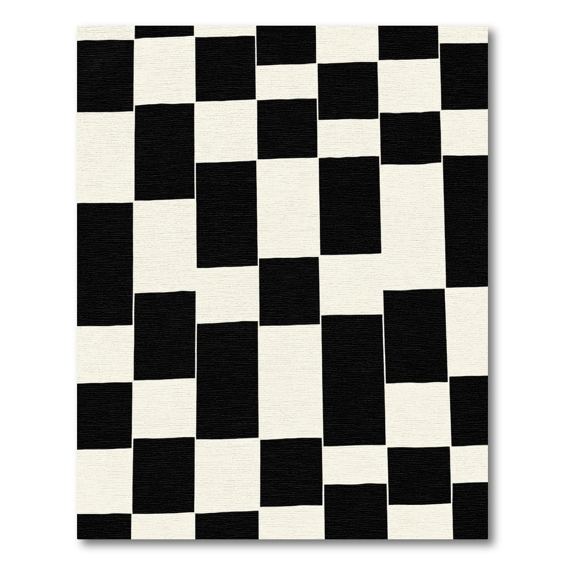 Bold Black Cream Geometric Blocks Rug