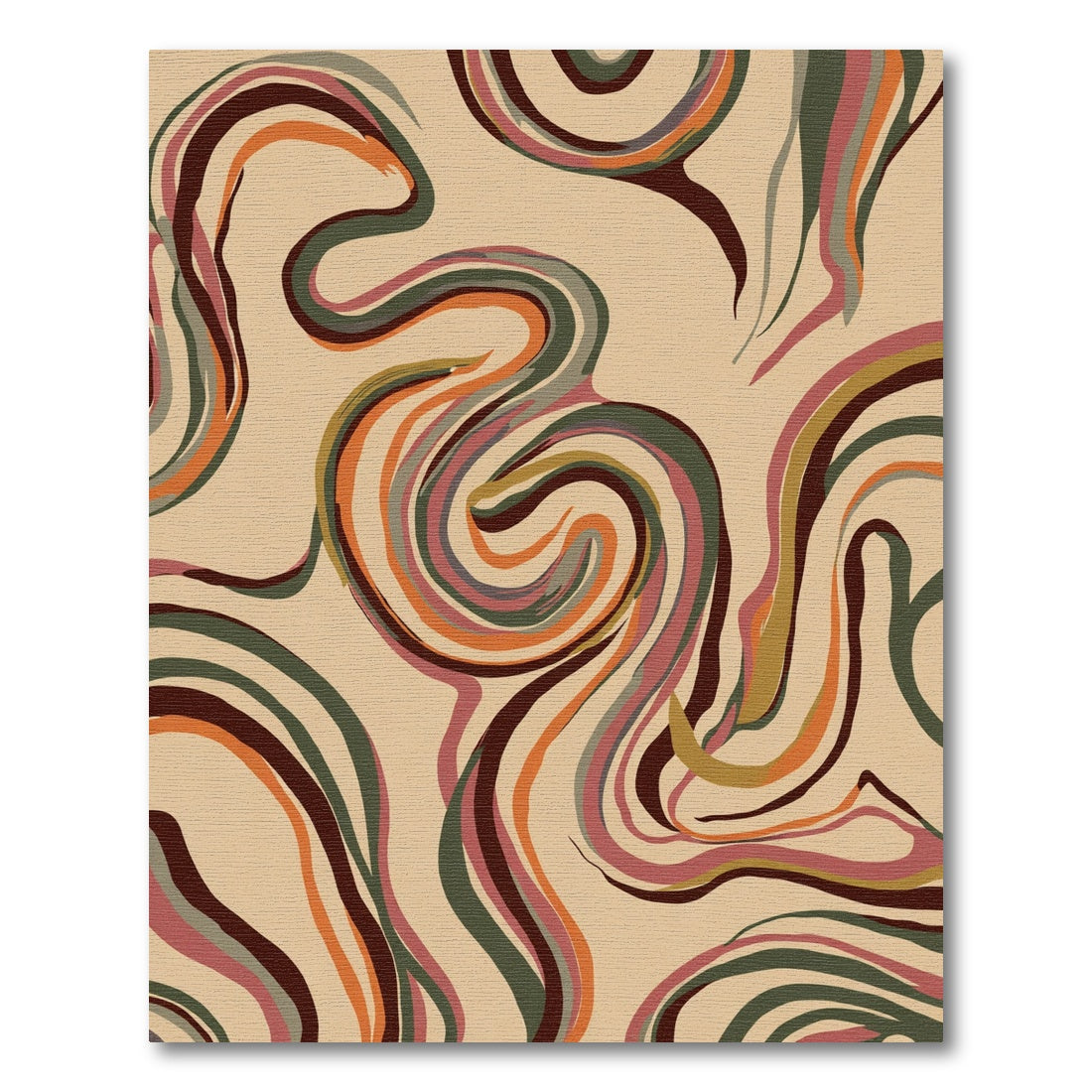 Earthy Swirl Abstract Composition Rug