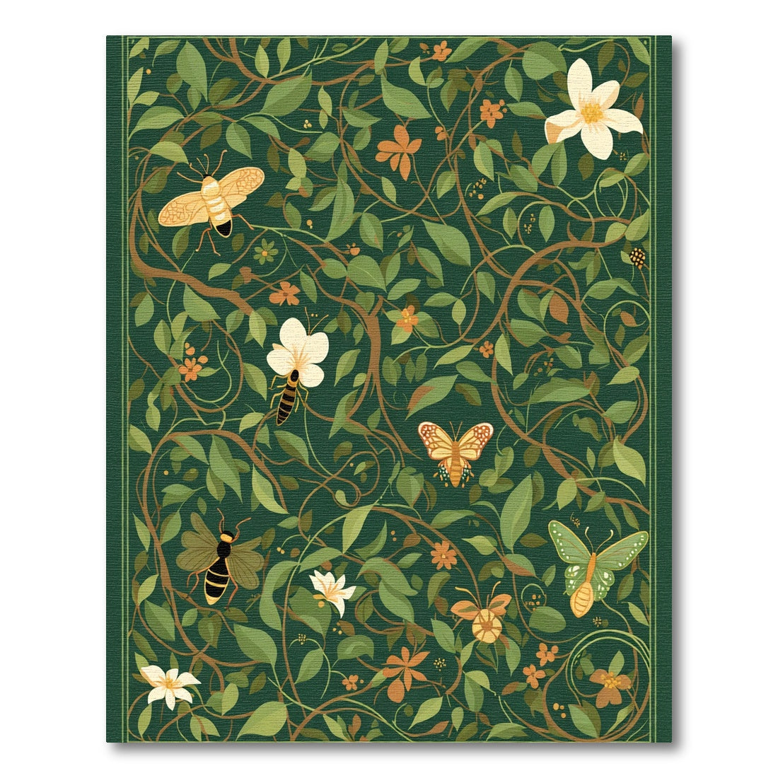 Verdant Garden Insects Butterfly Floral Rug