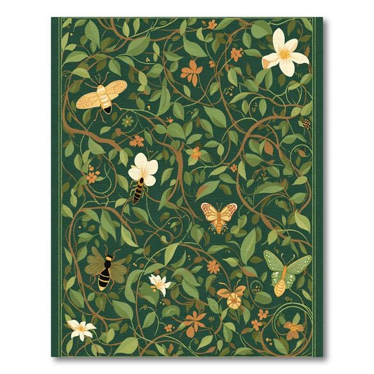 Verdant Garden Insects Butterfly Floral Rug