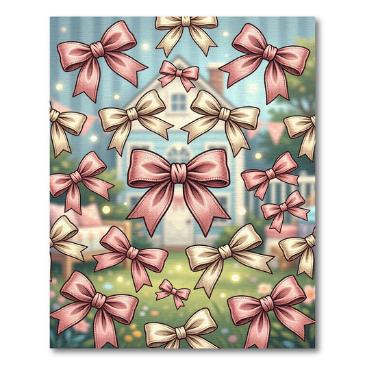 Pastel Pink and Cream Bow Collage Rug