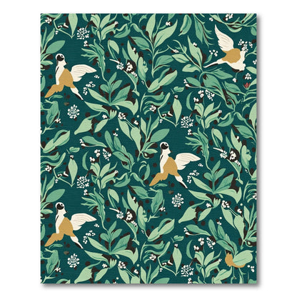 Vintage Teal Bird Floral Pattern Rug