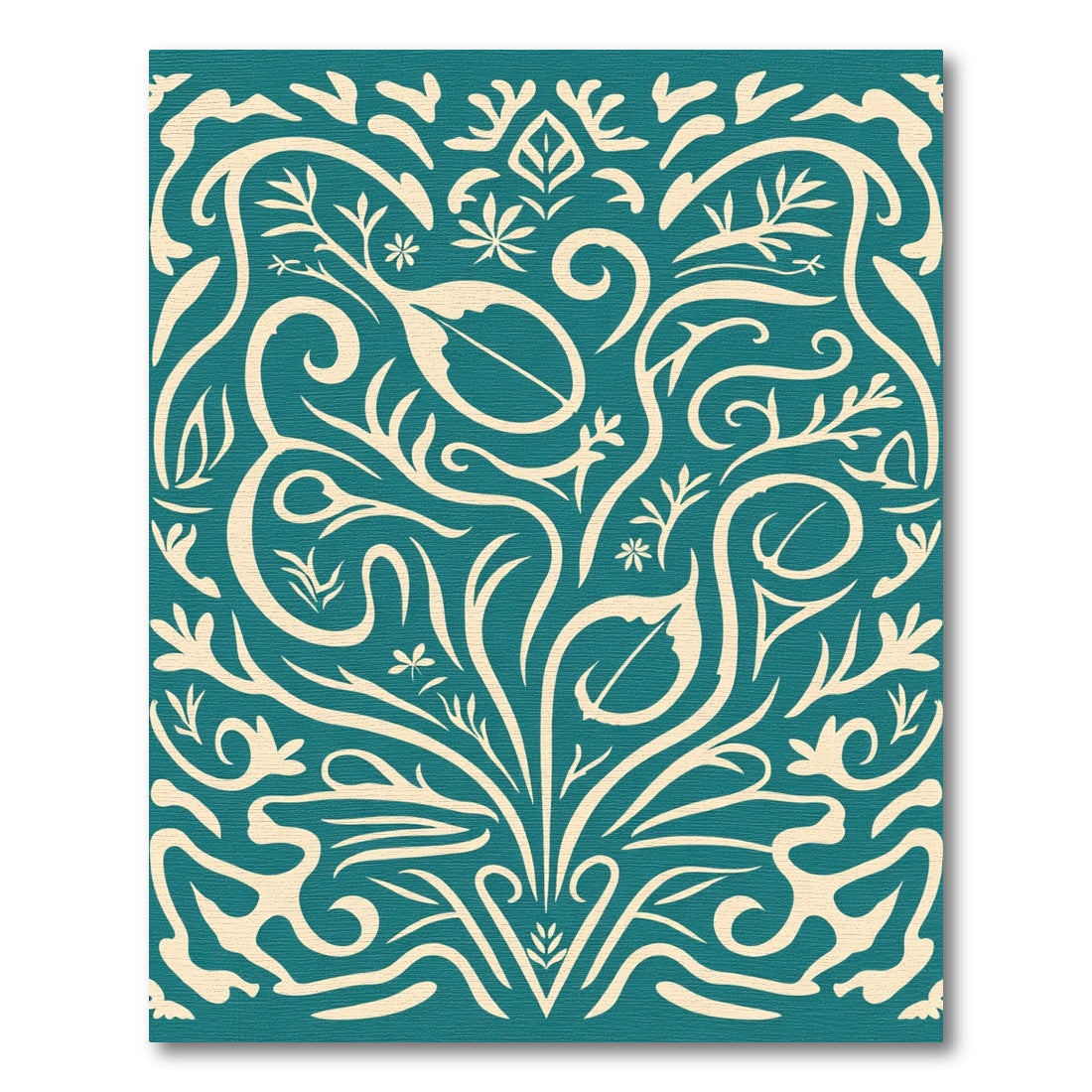 Teal Cream Organic Swirl Botanical Rug