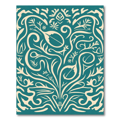 Teal Cream Organic Swirl Botanical Rug