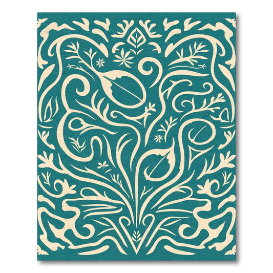 Teal Cream Organic Swirl Botanical Rug