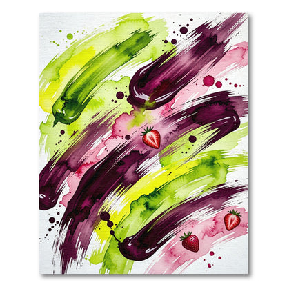 Abstract Strawberry Splash Watercolor Art Rug