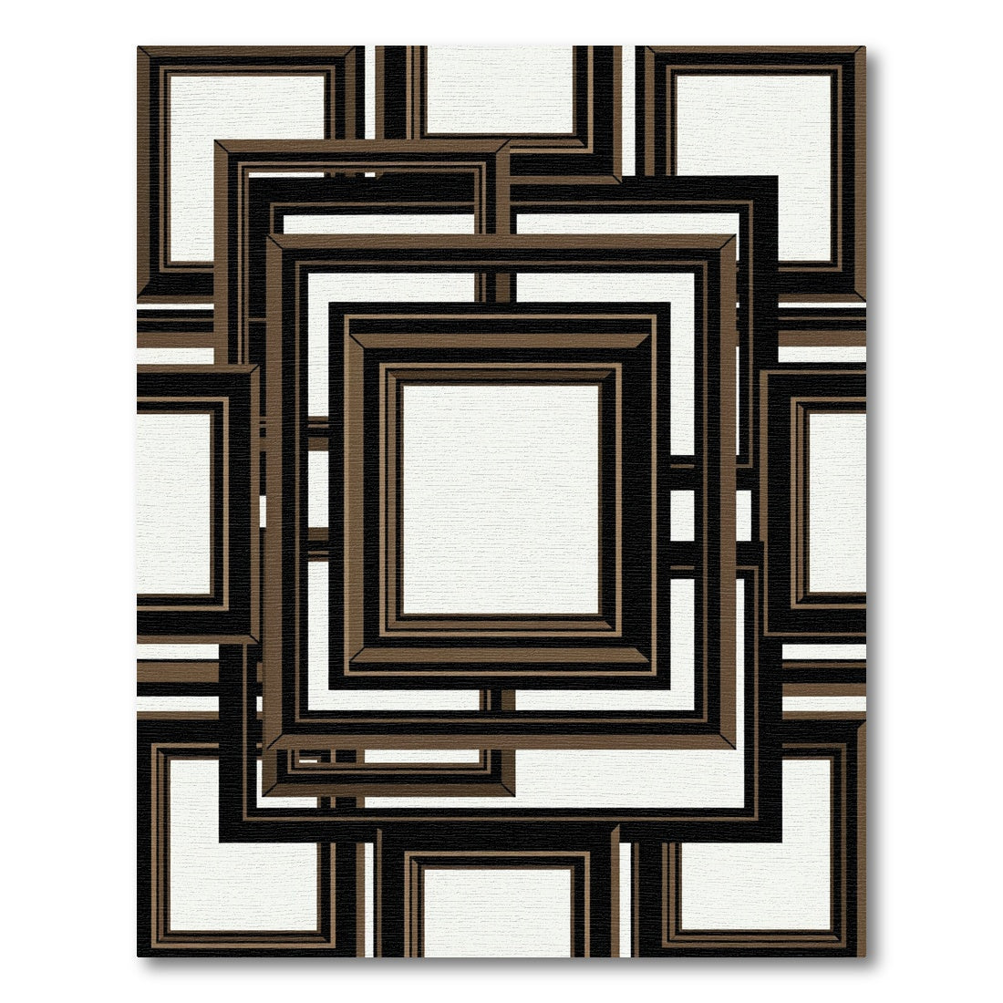 Brown Black Layered Square Composition Rug