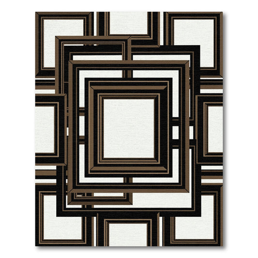 Brown Black Layered Square Composition Rug