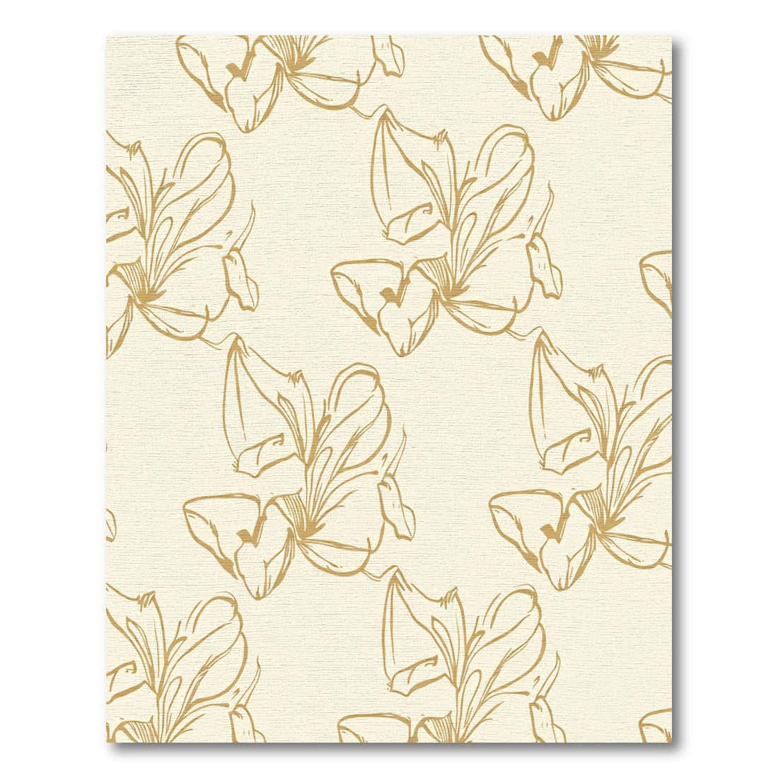 Cream Gold Sketch Floral Swirl Rug