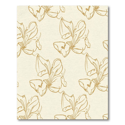 Cream Gold Sketch Floral Swirl Rug