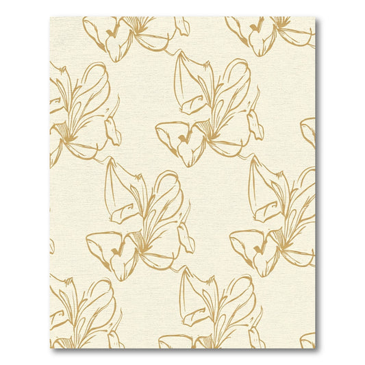 Cream Gold Sketch Floral Swirl Rug