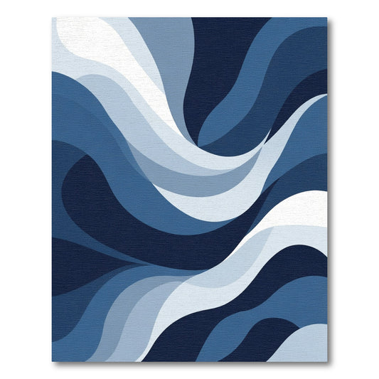 Deep Blue Swirl Abstract Waves Rug