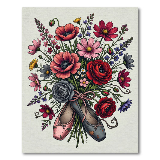 Floral Bouquet with Ballet Flats Rug