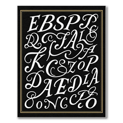 Elegant Script Alphabet Collage Rug