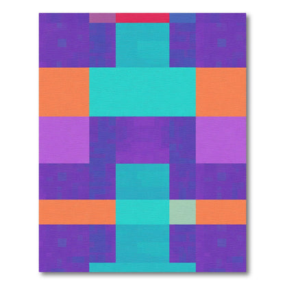 Abstract Purple Teal Orange Rectangles Rug